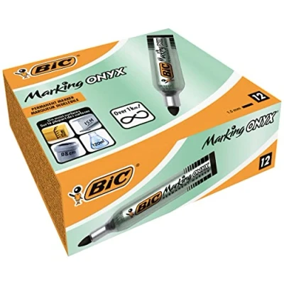 Afbeelding van BIC Marking Onyx 1482 permanente marker, conische punt, groot, zwart, 12 stuks
