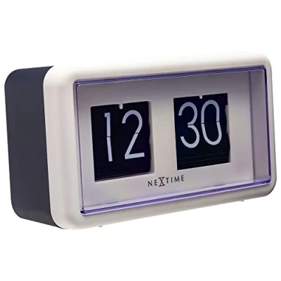 Afbeelding van NeXtime Flip Klok Tafel of Wandklok Zwart/Wit 18x10x7 cm