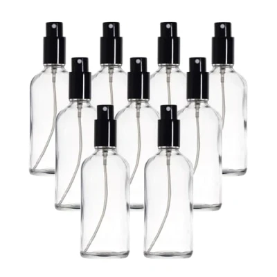 Afbeelding van Yizhao Transparant Glass Spray Bottle 100 ml, met kleine fijne nevelspray, metalen dop, Navulbaar voor Essentiële Olie, Reizen, Schoonmaken, Parfum, Aromatherapie, Make up 9 stuks