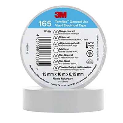 Afbeelding van 3M Temflex 100 rollen vinyl tape 165 wit 15 mm x 10 m
