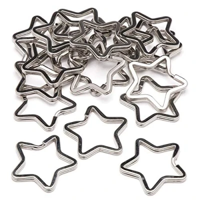 Afbeelding van Baker Ross 20 stuks metalen splitringen in stervorm, ideaal voor sleutelhanger AW683