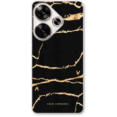 Afbeelding van Case Company® hoesje geschikt voor Xiaomi Poco F6 Gouden marmer Soft Cover Telefoonhoesje Bescherming aan alle Kanten en Schermrand