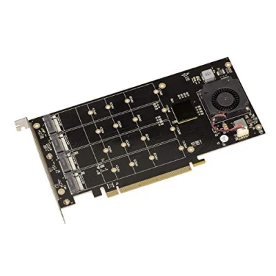 Afbeelding van KALEA INFORMATIQUE M2 PCIe x16 controllerkaart voor 4 M.2 NVMe M Key SSD&#039;s met PLX8747 chipset, bandbreedte 128 GB max. 16000 MB/s