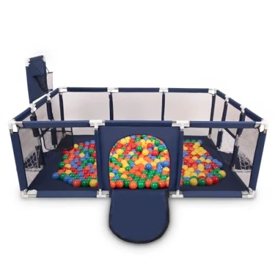 Afbeelding van Selonis box baby grote speeltuin met 200 ballen voor kinderen, donkerblauw:geel/groen/blauw/rood/oranje