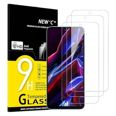 Afbeelding van NEW&#039;C Displaybeschermfolie van gehard glas voor Xiaomi Poco X5 Pro 5G (6,67), krasbestendig, zonder luchtbellen, extreem robuust (0,33 mm HD ultra transparant), hardheid 9H, 3 stuks