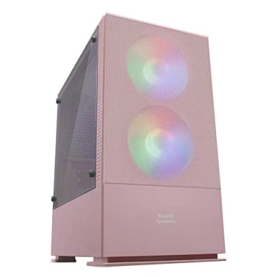 Afbeelding van Mars Gaming MCZP pc behuizing, compact, MicroATX, zijpaneel + frontplaat mesh, roze