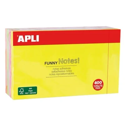 Afbeelding van APLI NOTES CUBE 4 KLEUREN ASSORTI 125X75 400 VEL GEEL/GROEN/ROSE/ORANJE