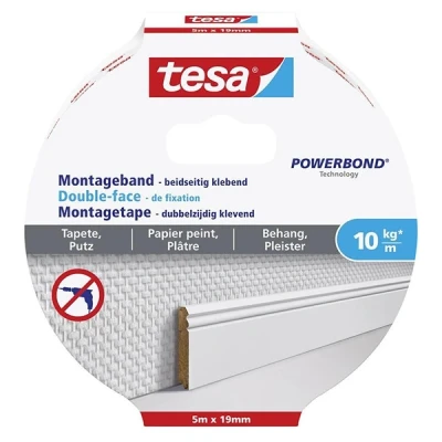 Image de Tesa ruban de fixation double face pour surfaces sensibles 19 mm x 5 m