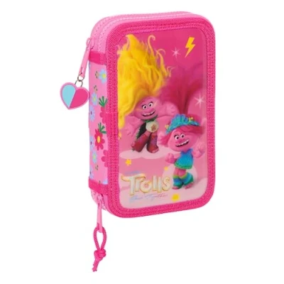 Afbeelding van Dubbele etui Trolls Roze 12.5 x 19.5 4 cm (28 Onderdelen)