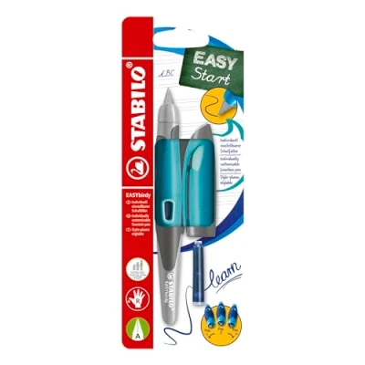 Afbeelding van STABILO EASYbirdy Pastel Edition Ergonomische vulpen voor rechtshandigen met A punt 1 stuk inktvulling en instelaccessoires blauw (uitwisbaar)