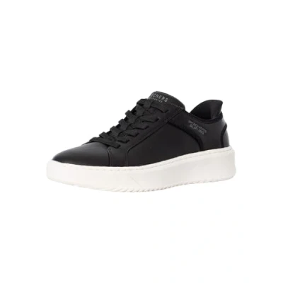 Image de Skechers Baskets mains libres Court Break double ventilée pour homme Noir Duraleather/maille 45 EU, Maille en cuir Dura noir, 45.5 EU
