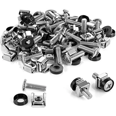 Afbeelding van Poppstar M6 x 20 mm Rack Schroeven &amp; Kooimoeren Set voor 10 inch en 19 Serverkast (50 stukken) Patchkast incl. Sluitringen