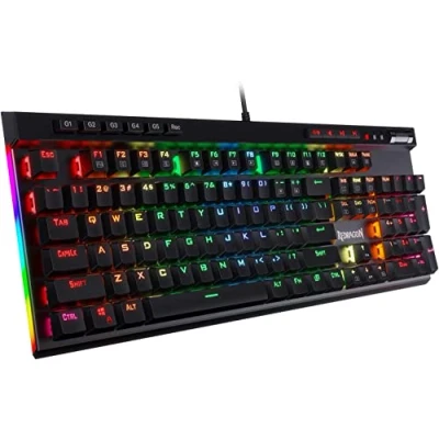 Afbeelding van Redragon K580 VATA Amerikaanse lay out mechanisch gamingtoetsenbord met achtergrondverlichting, bruine schakelaars, macro toetsen 104 en speciale multimedia bedieningselementen,
