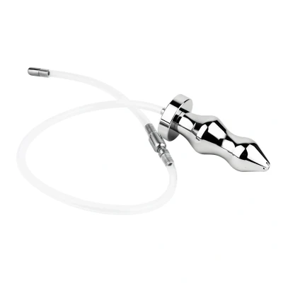 Afbeelding van Kiotos Holle Penisplug Dilator Met Geribbelde Buttplug Ass Lock RVS