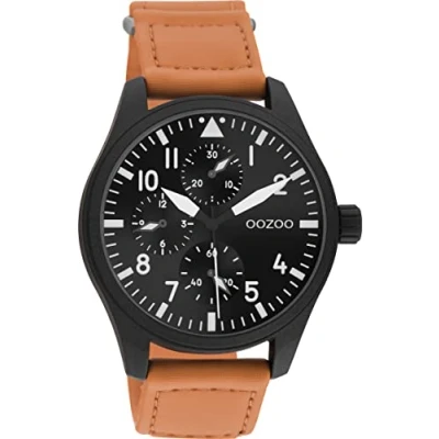 Afbeelding van OOZOO Timepieces zwarte horloge met leren band C11224