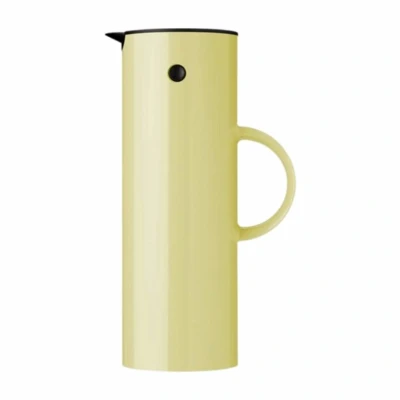 Afbeelding van Stelton Laevis EM77 Dubbelwandige thermoskan voor warme en koude dranken, theepot koffie met glazen inzetstuk, magneetsluiting, schroefdeksel, vintage design, 1 liter,