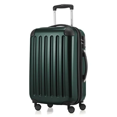 Afbeelding van HAUPTSTADTKOFFER Alex 4 dubbele wielen handbagage hardshell uitbreidbare koffer 55 cm trolley, TSA, bosgroen