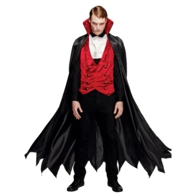 Afbeelding van Smiffys Vampier Fever kostuum zwart rood vest cape stropdas