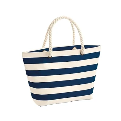 Afbeelding van Westford Mill Nautical Beach Bag WM680 Natural/Navy