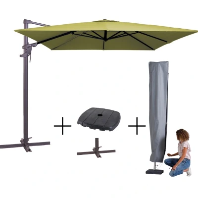 Afbeelding van MEGA COMBI DEAL! Madison Parasol monaco flex III sage + voet hoes