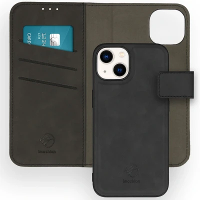 Afbeelding van iMoshion Hoesje Met Pasjeshouder Geschikt voor iPhone 14 Uitneembare 2 in 1 Luxe Bookcase Zwart