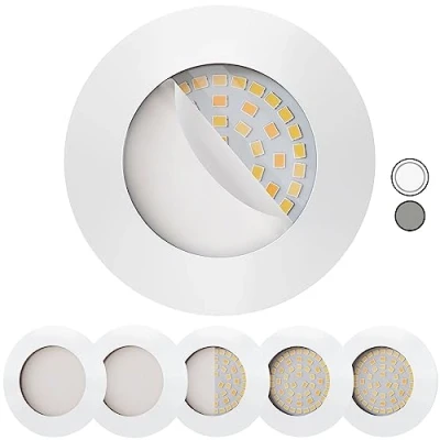 Afbeelding van Scandinavian Home Set van 6 dimbare led inbouwspots, warm dimbaar, 230 V, 5,8 W, wit, 60 mm, 70 geschikt voor badkamer, CRI 90, 580 lm, 3100 K, 68 wit