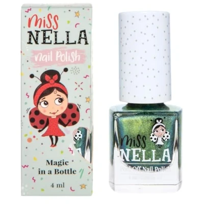 Afbeelding van Miss Nella Alien Poo Vernis à ongles vert spécial avec des paillettes pour enfants, formule Peel off, base d&#039;eau et sans odeur