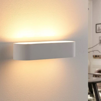 Afbeelding van Lindby wandlamp Fioni, wit, gips, G9, 6,5 cm, overschilderbaar