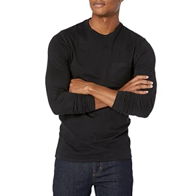 Image de Amazon Essentials T Shirt manches longues pour homme, coupe ajustée, noir, M