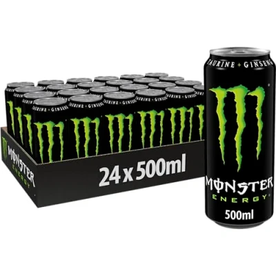 Image de Monster Energy 24 boîtes de 500 ml Drink avec ginseng, taurine, caféine et vitamines groupe B, boisson énergétique au goût original frais
