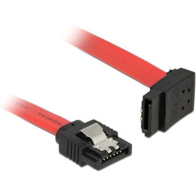 Afbeelding van SATA datakabel recht / haaks naar boven plat SATA600 6 Gbit/s rood 0,50 meter