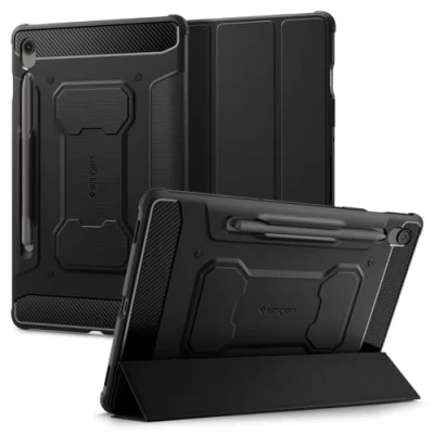 Afbeelding van Spigen Rugged Armor Pro Case Compatibel met Samsung Galaxy Tab S10 FE (2025) beschermhoes S Pen Stand en oplaadstandaard Zwart