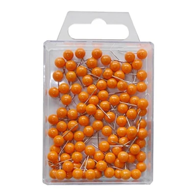 Afbeelding van Wedo 56100 spelden met ronde kop, lengte van de 16 mm, kopdiameter 6 oranje, 100 stuks.