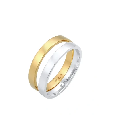 Afbeelding van Elli 2 PACK Basic Ring, Dames, Maat: 52, Silber
