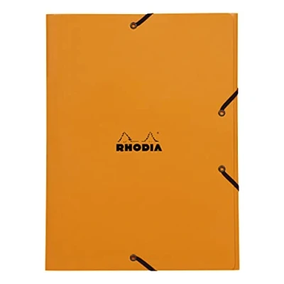 Afbeelding van RHODIA 24328C elastische map kartonnen tas met 3 kleppen oranje 24 x 32 cm robuuste gecoate kaart opslag voor kantoor en documenten formaat A4 Filing