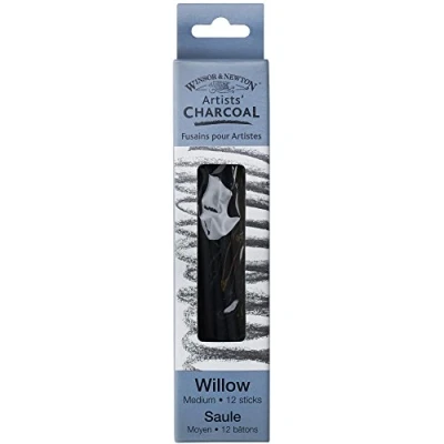 Image de Winsor &amp; Newton Artist Willow Bâtonnets de charbon bois Taille moyenne 12 kg