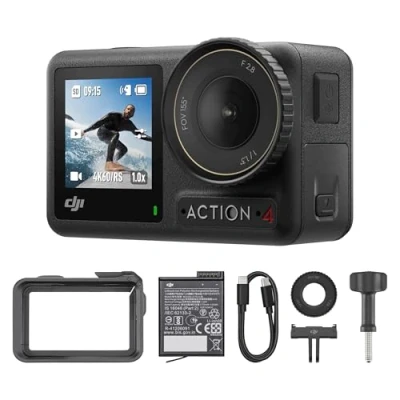 Afbeelding van Osmo Action 4 Basic Combo 4K/120fps waterdichte actiecamera met 1/1,3 inch sensor, uitstekende beeldvorming bij weinig licht, 10 bits kleurprestaties en D Log M, lange levensduur van 160 minuten,