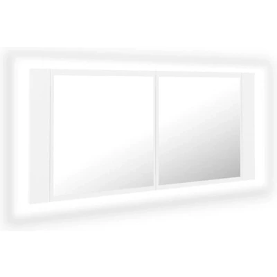 Afbeelding van vidaXL Badkamerkast met spiegel en LED 100x12x45 cm acryl wit
