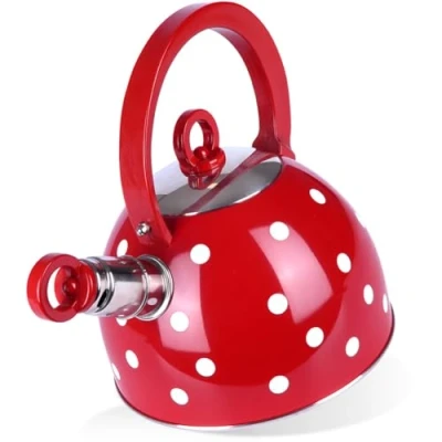 Afbeelding van ORION GROUP Waterketel rode stippen 2 L waterkoker fluitketel voor gas en inductie