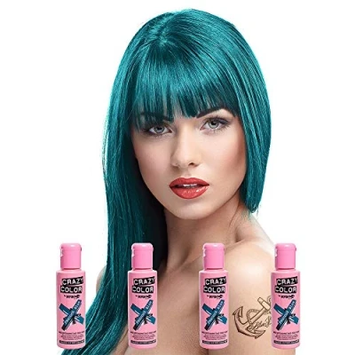 Afbeelding van Crazy Colour Peacock Blue Semi permanente haarverf (4 x blauw) van