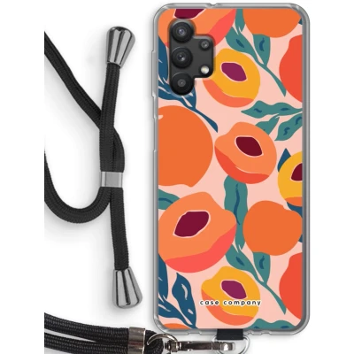 Afbeelding van Case Company® hoesje met Koord geschikt voor Samsung Galaxy A32 5G Perzik Telefoonhoesje Zwart Bescherming aan alle Kanten en Over de Schermrand