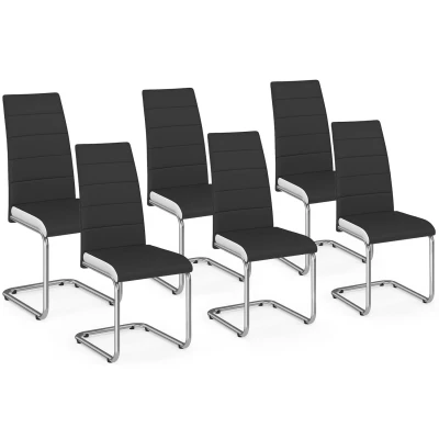 Image de Lot de 6 chaises MIA noires liseré blanc pour salle à manger