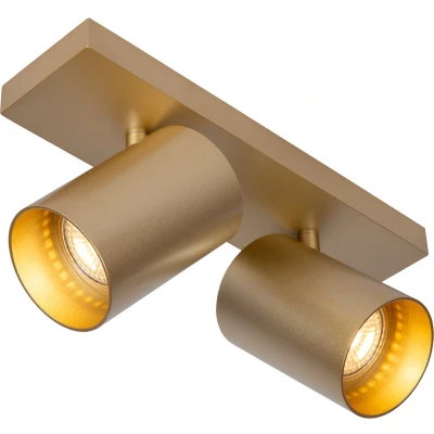 Afbeelding van Atmooz Plafondlamp Nuo 2 Goud Ø 7 cm Kantelbare Spots Metaal GU10 Fitting 50W Luxe Opbouwspot voor Accentverlichting