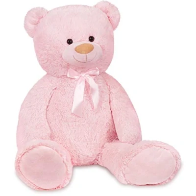 Afbeelding van BRUBAKER XXL Teddybeer 100 cm Zacht Speelgoed Knuffel Teddybear Groot Knuffelbeer Roze