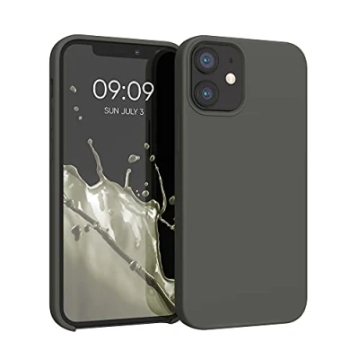 Afbeelding van kwmobile telefoonhoesje geschikt voor Apple iPhone 12 mini Hoesje met siliconen coating Smartphone case in olijfgroen