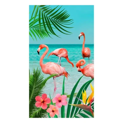 Afbeelding van Good Morning Strandlaken &quot;tropische flamingo&#039;s&quot; Multi (100x180 cm) Microfiber