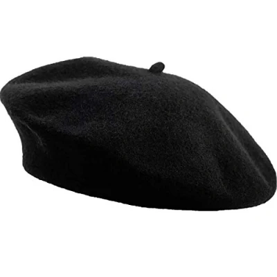 Afbeelding van Bérets,Beret Bonnet Unisexe en Laine Chaud Hiver Automne Béret pour Filles Femmes, Noir, L