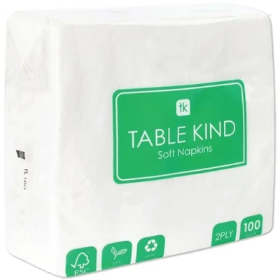 Afbeelding van Table Kind 100 stuks zachte losse servetten van hoge kwaliteit voor feestjes, catering en dagelijks gebruik, milieuvriendelijk, wegwerpbaar, FSC composteerbaar, duurzaam recyclebaar,
