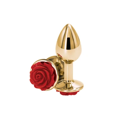 Afbeelding van Aluminium Buttplug met Rode Roos S