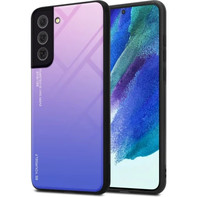 Afbeelding van Cadorabo Hoesje geschikt voor Samsung Galaxy S22 PLUS in ROZE BLAUW Tweekleurige beschermhoes van TPU silicone Case Cover en achterzijde gehard glas